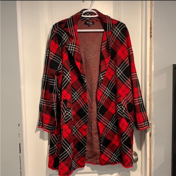 Orange Fashion Village, Open, Front, Plaid, Jacket. - Picture 2 of 11